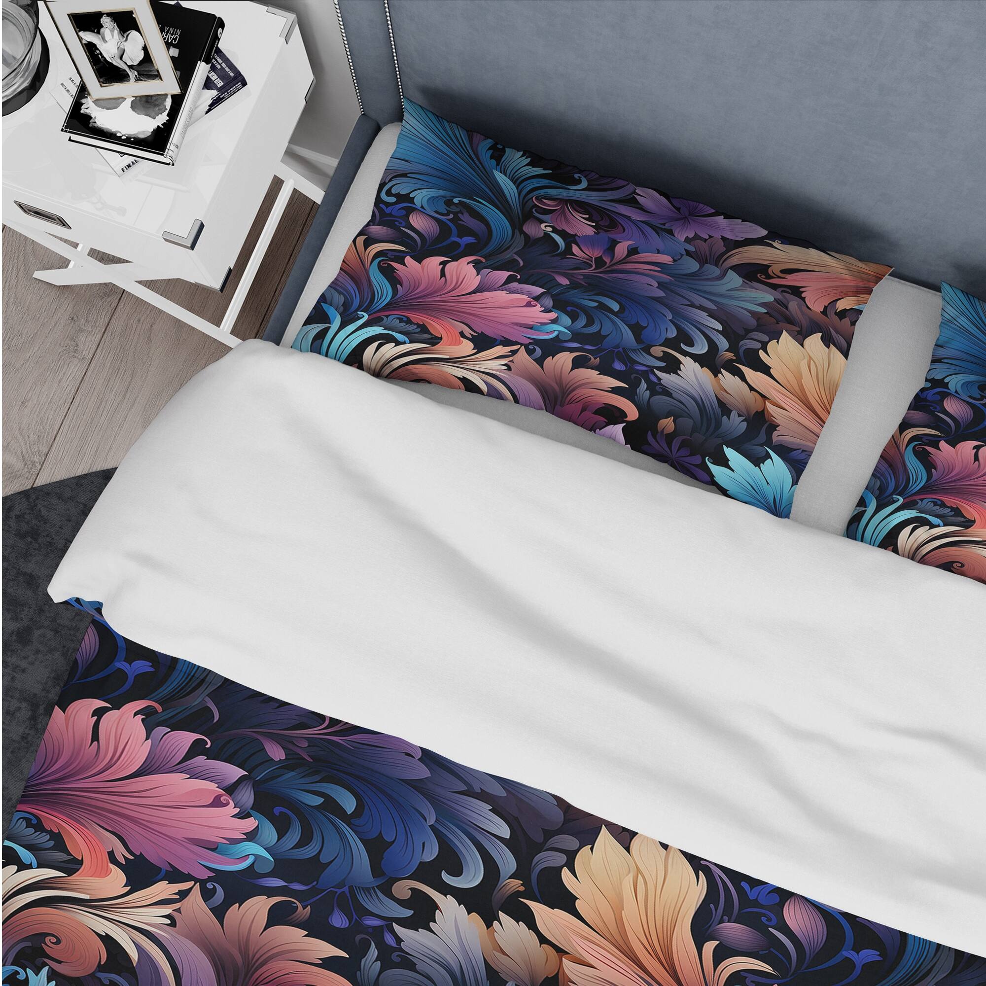 Designart "Purple Tribal Damask Blend" Purple Damask bedding covert set